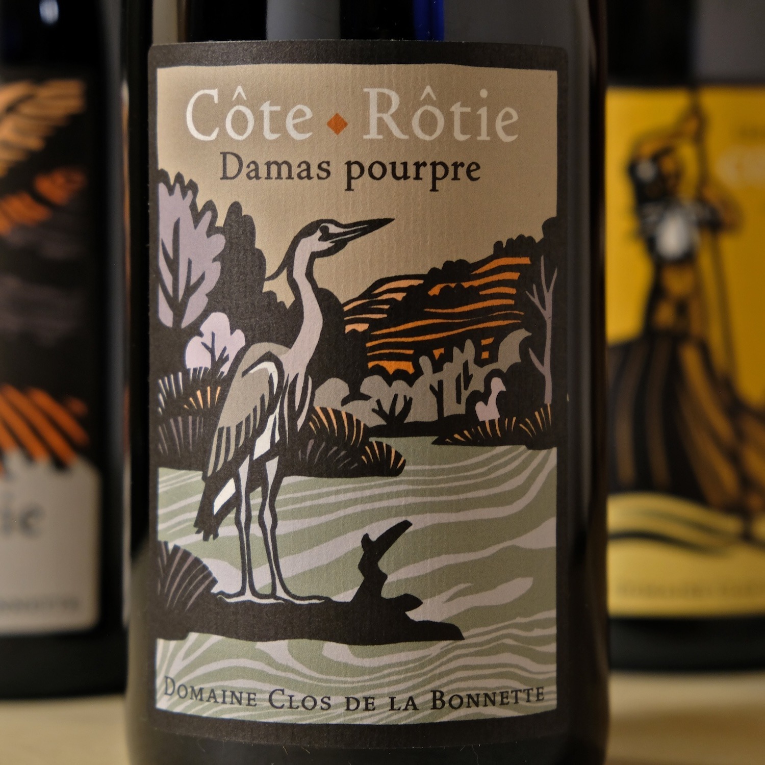 Photo de la bouteille de Cote-Rotie Damas-poupre La Bonnett